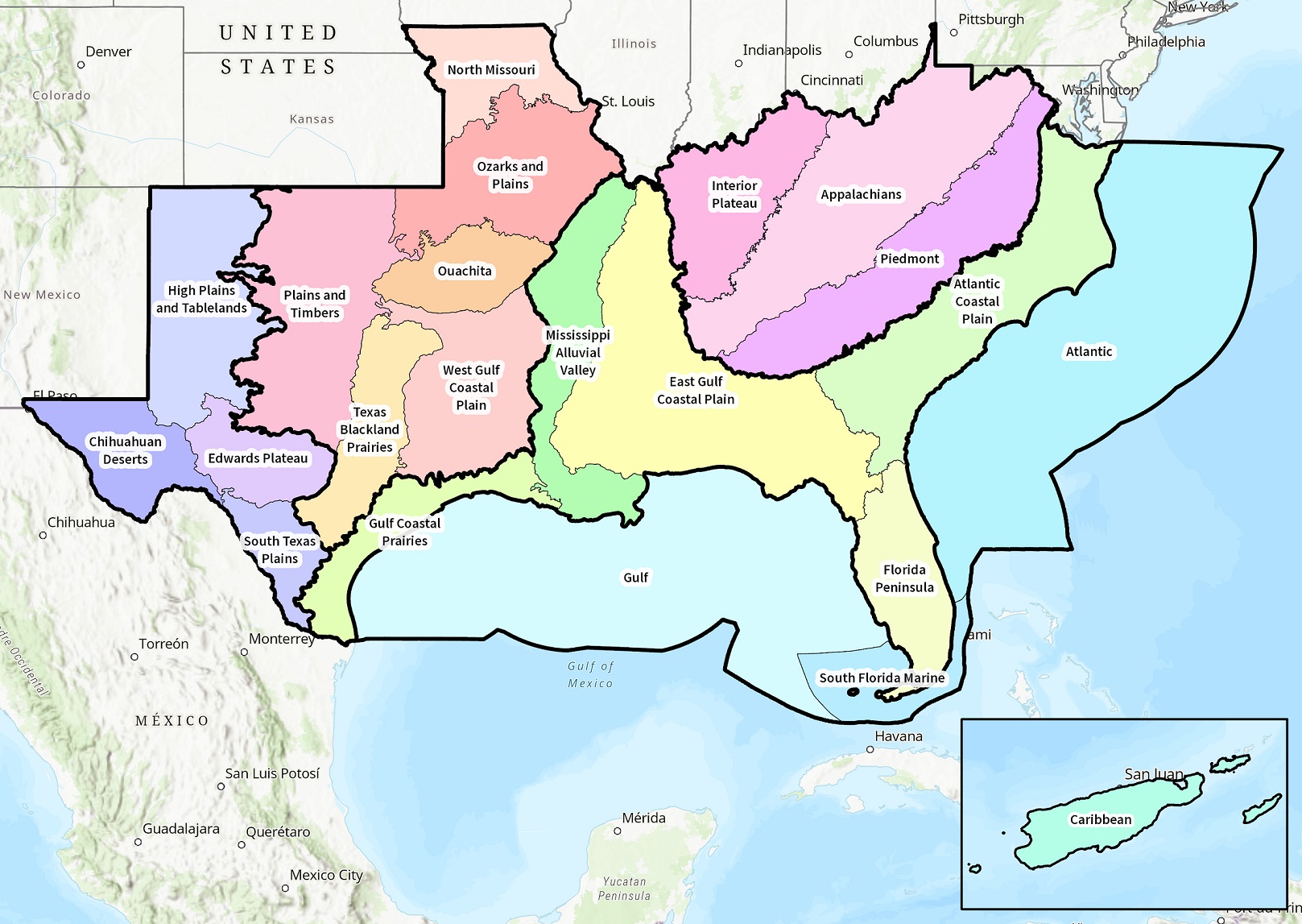 Map of the Blueprint 2024 subregions grouped into larger zones.