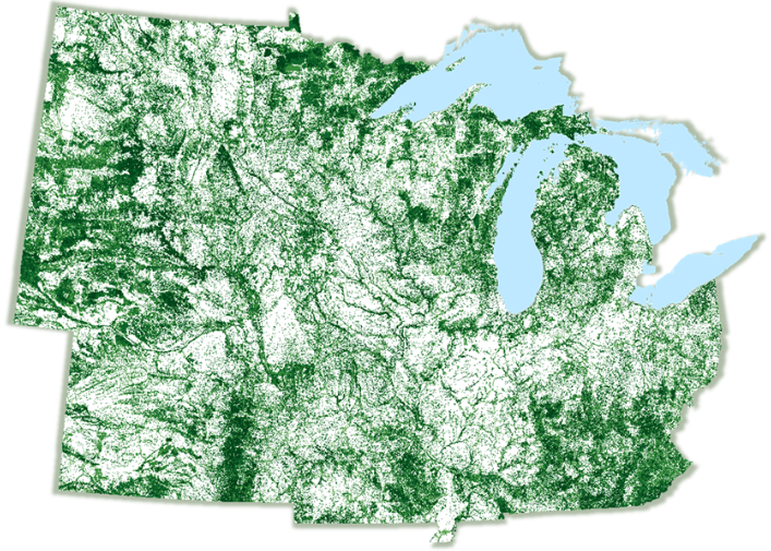 Image of a map of the Midwest shaded in green