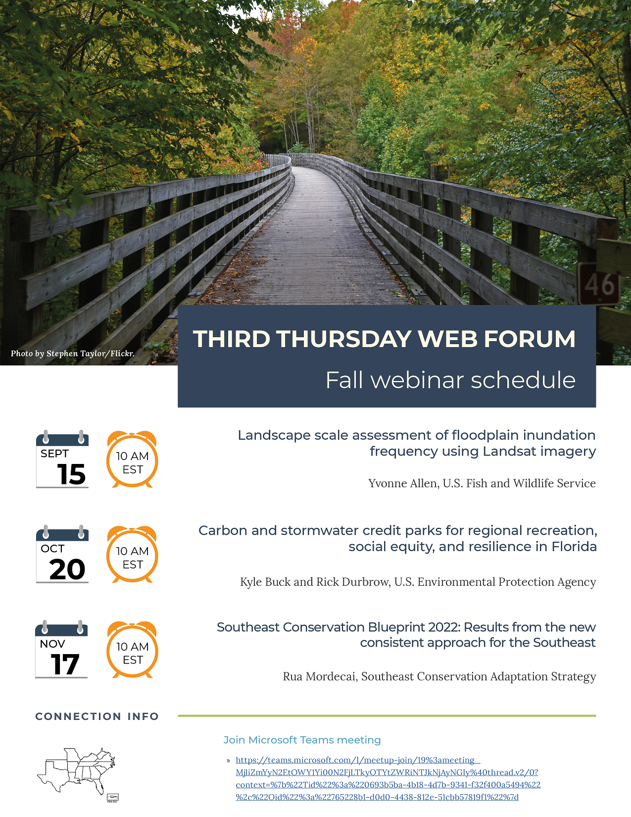 Flyer advertising upcoming webinars.