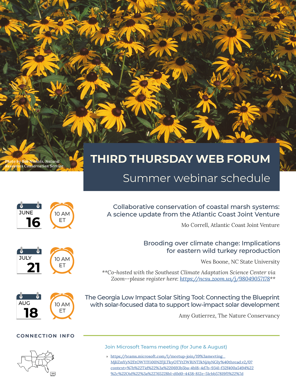 Flyer advertising upcoming webinars.