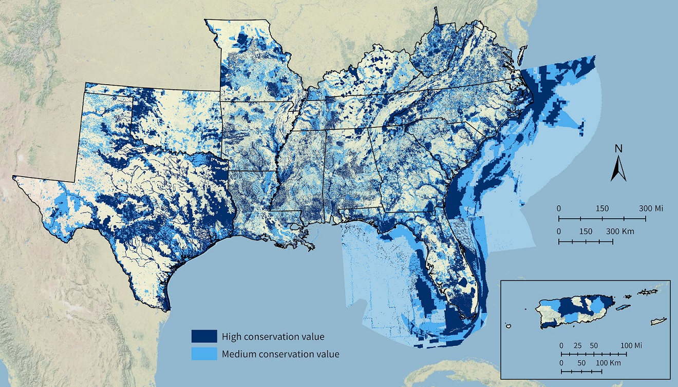 Map of finalized Southeast Blueprint 4.0.