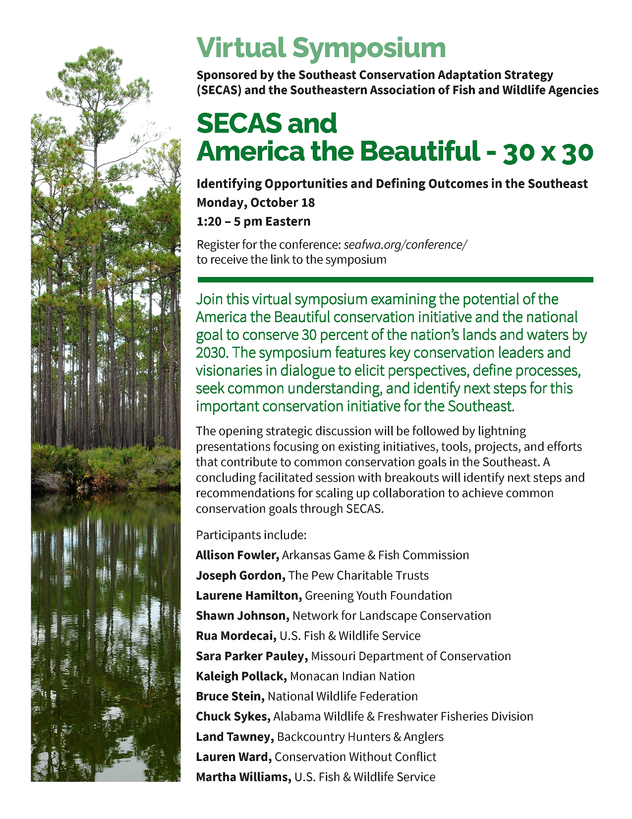 Flyer advertising upcoming SECAS symposium at SEAFWA.