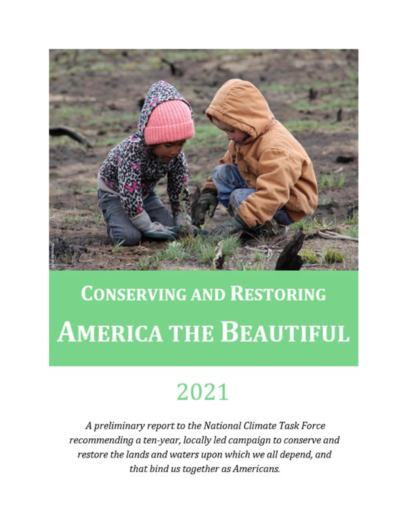 Cover of the America the Beautiful report, which says, 
