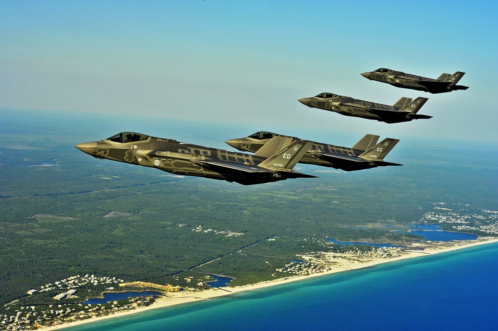 Photo of military planes above the Florida coastline.