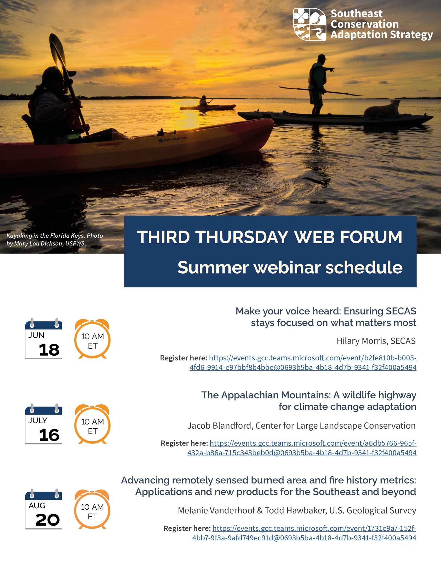 Flyer advertising upcoming webinars.